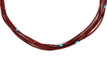 Navajo - 5-Fine-Strand Catlinite and Turquoise Heishi-Style Necklace c. 1970s, 25" length