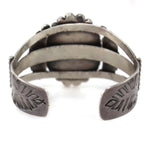 Navajo - Petrified Wood and Silver Bracelet with Stamped Design c. 1930-40s, size 6.75