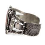 Navajo - Petrified Wood and Silver Bracelet with Stamped Design c. 1930-40s, size 6.75