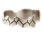 Ronnie Henry - Navajo - Contemporary Multi-Stone Inlay, 14K Gold, and Sterling Silver Overlay Bracelet with Asymmetrical Design, size 6.5