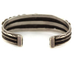 Navajo - Turquoise and Silver Row Bracelet with Stamped Design c. 1940s, size 6.75