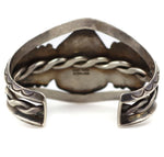 Navajo - Blue Gem Turquoise and Sterling Silver Bracelet with Stamped Design c. 1950s, size 6.5