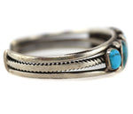 Navajo - Turquoise and Silver Row Bracelet  c. 1930s, size 7