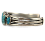 Navajo - Turquoise and Silver Row Bracelet  c. 1930s, size 7