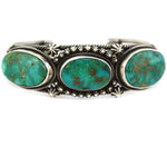 Navajo - Blue Gem Turquoise and Silver Row Bracelet with Twisted Wire Design c. 1960-70s, size 6.75