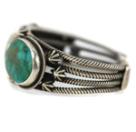 Navajo - Blue Gem Turquoise and Silver Row Bracelet with Twisted Wire Design c. 1960-70s, size 6.75