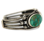 Navajo - Blue Gem Turquoise and Silver Row Bracelet with Twisted Wire Design c. 1960-70s, size 6.75