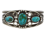 Navajo - Blue Gem Turquoise and Silver Bracelet c. 1940-50s, size 6.25