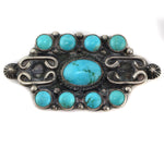Navajo - Turquoise and Silver Pin c. 1930s,  1.125" x 2.25"