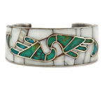 Lambert Homer (1917-1972) - Zuni - Mother of Pearl/Turquoise Channel Inlay and Silver Bracelet c. 1950s, size 6.5