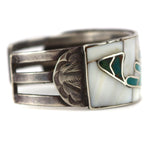 Lambert Homer (1917-1972) - Zuni - Mother of Pearl/Turquoise Channel Inlay and Silver Bracelet c. 1950s, size 6.5