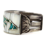 Lambert Homer (1917-1972) - Zuni - Mother of Pearl/Turquoise Channel Inlay and Silver Bracelet c. 1950s, size 6.5