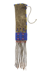 Belknap Northern Plains - Beaded Leather Tobacco Bag with Bird Quills c. 1865, 28.5" x 5.5"
