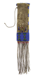 Belknap Northern Plains - Beaded Leather Tobacco Bag with Bird Quills c. 1865, 28.5" x 5.5"