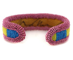 Marcus Amerman - Choctaw - Beaded Leather Bracelet, size 7