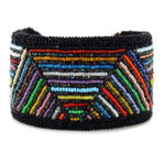 Marcus Amerman - Choctaw - "Mound Builder" Beaded Leather Bracelet, size 7