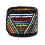 Marcus Amerman - Choctaw - "Mound Builder" Beaded Leather Bracelet, size 7