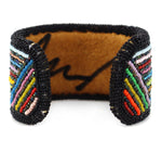 Marcus Amerman - Choctaw - "Mound Builder" Beaded Leather Bracelet, size 7