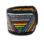 Marcus Amerman - Choctaw - "Mound Builder" Beaded Leather Bracelet, size 7