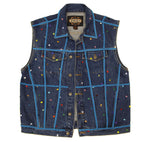 Marcus Amerman - Denim Button Up Vest with Beaded Design (Size Small)