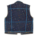 Marcus Amerman - Denim Button Up Vest with Beaded Design (Size Small)