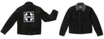 Marcus Amerman - Levi Strauss & Co. Black Denim and Wool Button Up Jacket with Beaded "Santa Fe" Design (Size X-Small)