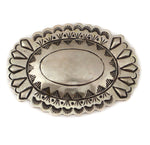 Gertie Ganadonegro - Navajo - Sterling Silver Belt Buckle with Stamped Design c. 1970-80s, 2" x 3"