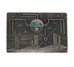 Ric Charlie (b. 1959) - Navajo - Multi-Stone Inlay and Silver Tufacast Belt Buckle with Horned Moon Kachina c. 1980s, 2" x 3"