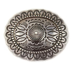 Mark Chee (1914-1981) - Navajo - Silver Belt Buckle with Stamped Design c. 1950s, 2.625" x 3.125"
