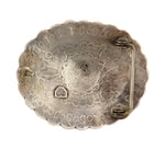 Mark Chee (1914-1981) - Navajo - Silver Belt Buckle with Stamped Design c. 1950s, 2.625" x 3.125"