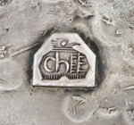 Mark Chee (1914-1981) - Navajo - Silver Belt Buckle with Stamped Design c. 1950s, 2.625" x 3.125"