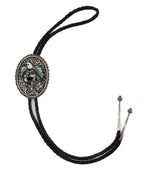 John Lucio (1919-1984) - Zuni - Multi-Stone Channel Inlay and Silver Eagle Dancer and Snake Design Bolo Tie & Belt Buckle Set c. 1960s