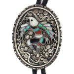 John Lucio (1919-1984) - Zuni - Multi-Stone Channel Inlay and Silver Eagle Dancer and Snake Design Bolo Tie & Belt Buckle Set c. 1960s