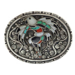 John Lucio (1919-1984) - Zuni - Multi-Stone Channel Inlay and Silver Eagle Dancer and Snake Design Bolo Tie & Belt Buckle Set c. 1960s