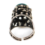 Israeli - Chrysocolla and Sterling Silver Cast Ring c. 1960-70s, size 8.75