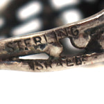 Israeli - Chrysocolla and Sterling Silver Cast Ring c. 1960-70s, size 8.75
