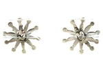 Zuni - Turquoise Needlepoint and Silver Post Earrings c. 1930-40s, 1" diameter