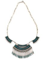Zuni - Turquoise Needle Point Necklace and Post Earrings Set c. 1950s