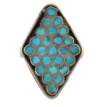Zuni - Turquoise Channel Inlay and Silver Ring c. 1940-50s, size 8