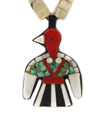 Santo Domingo (Kewa) - Depression Era Multi-Stone Thunderbird Necklace c. 1930s, 25" length