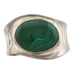 Mexican - Malachite and Sterling Silver Asymmetrical Bracelet c. 1960s, size 6