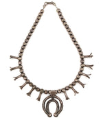 Navajo - Silver Squash Blossom Necklace c. 1950s, 17" length