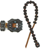 Harry Morgan (1946-2007) - Navajo - Turquoise, Silver, and Leather Concho Belt with Stamped Design c. 1970s, 29" - 32" size waist