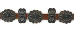 Harry Morgan (1946-2007) - Navajo - Turquoise, Silver, and Leather Concho Belt with Stamped Design c. 1970s, 29" - 32" size waist