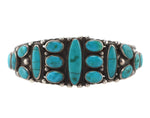 Navajo - Blue Gem Turquoise and Silver Dot-Dash Bracelet c. 1940s, size 6.5