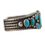 Navajo - Blue Gem Turquoise and Silver Dot-Dash Bracelet c. 1940s, size 6.5