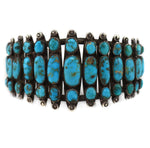 Navajo - Turquoise and Silver 3-Row Bracelet c. 1920-30s, size 7