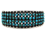 Zuni - Turquoise and Silver Snake Eye Bracelet c. 1930s, size 7.25