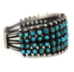 Zuni - Turquoise and Silver Snake Eye Bracelet c. 1930s, size 7.25