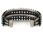 Zuni - Turquoise and Silver Snake Eye Bracelet c. 1930s, size 7.25